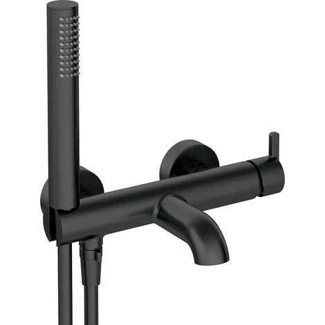 Badewannenarmatur mit Duschset, schwarz, SILIA-30