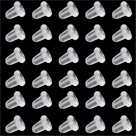 Bouchons d'oreilles en silicone transparent, 200 pièces (4x4 mm), protections pour boucles d'oreilles, anneaux de sécurité, bouchons de créoles, lot de 200, silicone souple, invisibles, pour bijoux (1/5)
