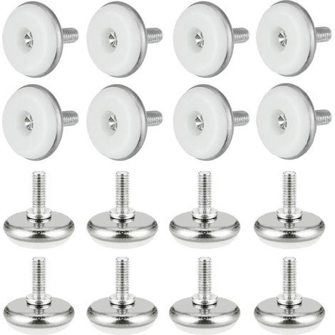 M6x15 x 30mm, White, 16 PCS Adjustable Leveling Feet Plastic and Metal with Nut Adjustable Feet Furniture Adjustment Screws for Table Furniture Desk Cupboard Chair