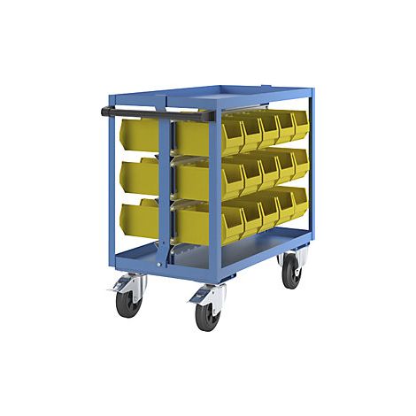 Carro auxiliar de montaje  con 30 cajas visualizables de PE 