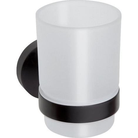 Porte-gobelet mural X-ROUND BLACK, verre dépoli, noir mat (1/4)