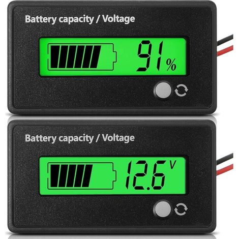 12V, 24V, 36V, 48V und 72V DC Batterieladeanzeige mit Alarm, Anzeige, Batteriekapazitätsüberwachung, Voltmeter und Lithium-Ionen-Batterieanzeige (grünes Licht)