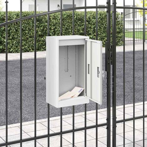 Briefkasten mit Speicher mit Tür Weiß 30 x 20 x 55 cm Stahl