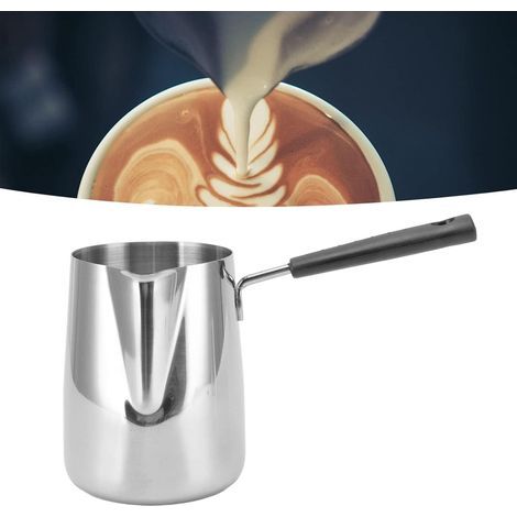 türkische Kaffeemaschine, Edelstahl 304, ergonomischer Griff, geeignet für Gas- und Induktionsherde, Kaffee, Milch, heiße Schokolade, 350 ml (1/5)