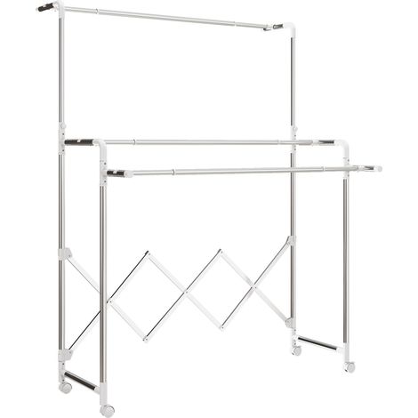 Tendedero plegable de acero inoxidable con 3 barras ajustables