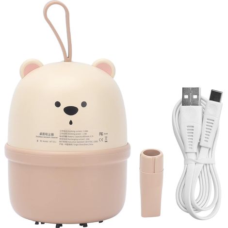 EASYCOMFORT Aspirateur, Mini Collecteur de Poussière de Bureau Charge USB Mini Portable Ours Enfants Clavier de Bureau Aspirateur pour Bureau Maison Chambre(Couleur crème) (1/5)