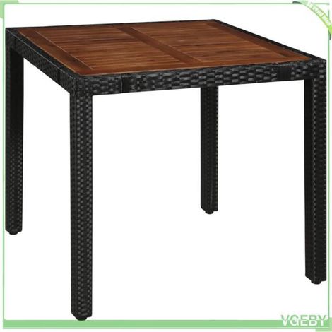 Ensemble à manger d'extérieur 5 pièces - FAFEICY - 43934 - Résine tressée marron/noir - Dessus acacia 80x80 cm - Cadre acier (1/5)