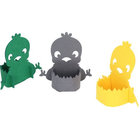 Lot de 3 cache-pots décoratifs mignons en forme de poussin, 3 couleurs vives, pour une décoration réussie de votre intérieur. (1/5)