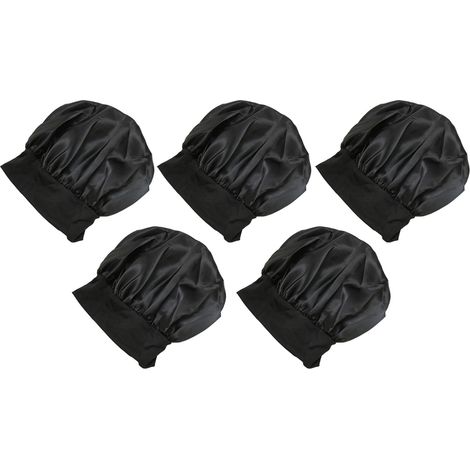 【NX】Lot de 5 bonnets de nuit en soie, large bande, en satin respirant (1/5)