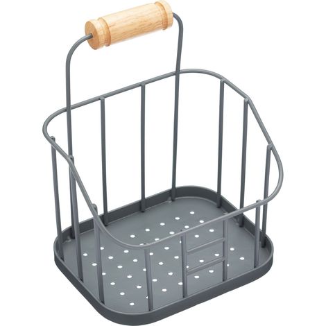 Kitchen Craft - Cesto porta oggetti per lavello, collezione: Living Nostalgia, in fil di ferro, 18 x 14 x 21,5 cm
