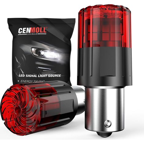 P21W LED Bulb Red 3200LM 12V-24V 1156 BA15S 382 P21W Replacement Bulbs for Backup Lights, Brake Lights, Parking Lights and Daytime Running Lights, Pack of 2 (1/5)
