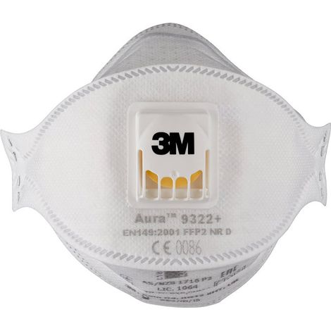 9322+ - Mascarilla antipolvo con válvula 3M™ Cool Flow™ - Caja de 10 FFP2