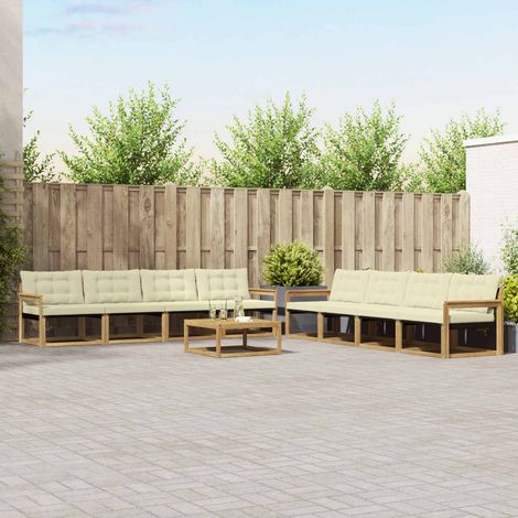 vidaXL Outdoor-Sofagarnitur 9 pcs Weiß und Creme 79 x 79 x 37 cm (1/5)