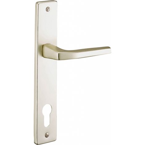 Thirard – Ensemble de poignées pour porte d'entrée Picardie – Trou de cylindre – Carré 7mm – Entr'axes 92mm – Aluminium couleur champagne