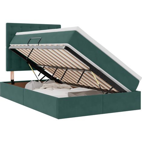 Maison Exclusive - Letto con contenitore e materasso Verde Scuro 120 x 200 cm