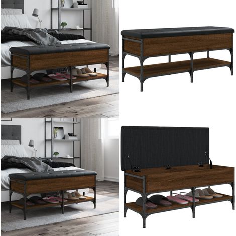 Banc à chaussures chêne marron 102x42x45 cm bois d'ingénierie - Banc Chaussure - Banc Entrée - Rangement Chaussures - Meuble Salle D'entrée - Banc Coffre - Home & Living (1/5)