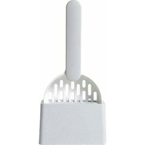 Pelle à litière avec support pour bac à litière pour animaux, pelle à litière grise pour chat (1/4)