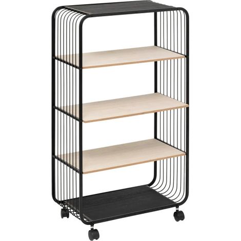 Étagère à Roulettes 4 Niveaux "Bert" 96cm Noir (1/4)