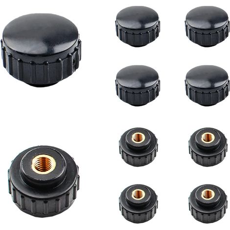 10 pezzi M4 manopola di serraggio filettata zigrinata dadi filettati femmina maniglia a vite in ottone nero per apparecchiature meccaniche (1/5)