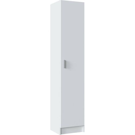 Dmora Armario multiusos de una puerta batiente con tres baldas regulables en altura, color blanco, Medidas 37 x 180 x 37 cm, con embalaje reforzado (1/5)