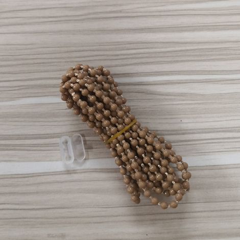 Zubehör für 10 Meter lange braune Perlen-Vertikaljalousie / Vertikalrollo, Kunststoffperlen, Reißverschlusskette und Kette. (1/5)