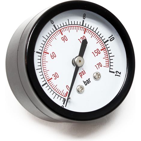 Manómetro axial medidor de presión para vaso de expansión DN8 (1/4") 12,9mm 0-12bar 0-180 PSI