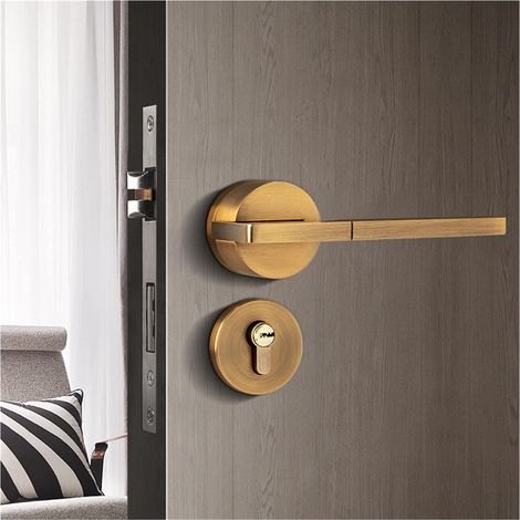Serrure de porte intelligente Poignée de porte intelligente intérieur extérieur bouton levier avec serrure et clé chambre salle de bain noir for maison aimant en alliage d'aluminium chambre ( Color : (1/5)