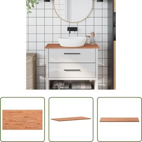 Bois de hêtre - Comptoir de salle de bain 80x40x1,5 cm bois massif de hêtre (1/5)