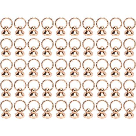 50 Sets Zugringnieten 10x9mm Zinklegierung Schraubnieten mit Rundkopf und 5,5mm Eisenschrauben für Handyhüllen, Gürteltaschen, Gold (1/5)