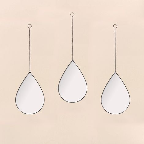 Lot de 3 miroirs forme goutte 28x19cm