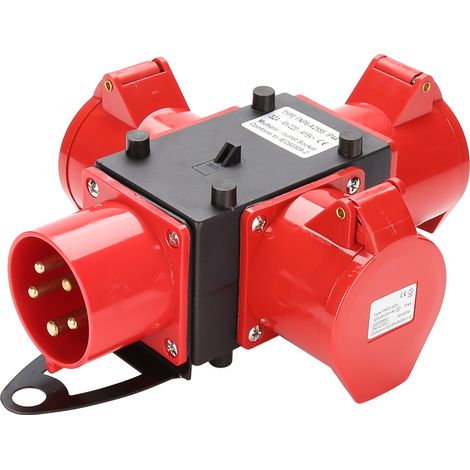 Jiubiaz Distributore di corrente per cantiere Distributore di corrente CEE IP44 per cantiere 3 x CEE 400V / 32A presa 5P