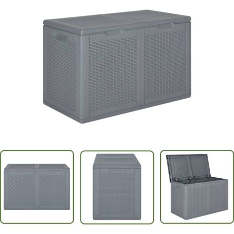 The Living Store Boîte de rangement de jardin gris PP rotin 180 L - Boîte De Rangement Jardin - Coffre De Jardin - Rangement Extérieur - Meuble De Jardin - Résiste Aux Intempéries (1/5)