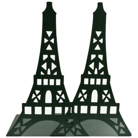1 paire de serre-livres décoratifs tour eiffel en métal pour étagères, bureaux, etc. Le noir (1/4)