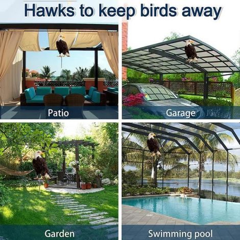 Lot de 4 Anti Pigeon pour Balcon, Effaroucheur Oiseaux, Hibou avec Réfléchissant Bande Anti Corbeau Anti Pigeons pour Jardin(A) (1/4)