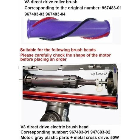 Brushroll Roller Brush 967485-01 pour aspirateur sans fil Dyson V8 (1/2)