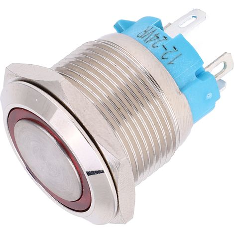 2 Stück 1224VDC 19mm selbstverriegelnder Drucktaster 1NO 4PIN Metalltaster (rot) (1/5)