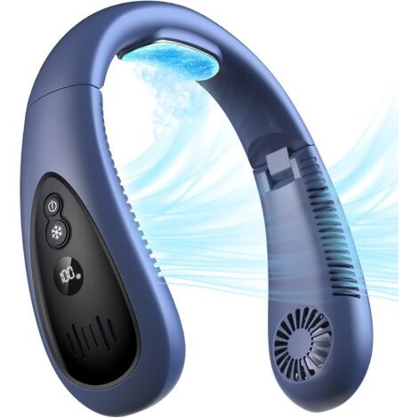Climatiseur de cou, ventilateur de cou portable avec plaque de refroidissement à 360°, ventilateur USB rechargeable 5000 mAh, mains libres, sans pales – Mini ventilateur pliable pour hommes et femmes (1/5)