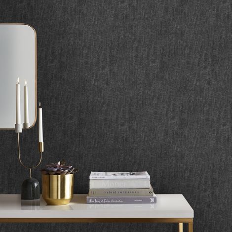Papier peint intissé Tissage de Luxe 1005 x 52cm Noir (1/4)