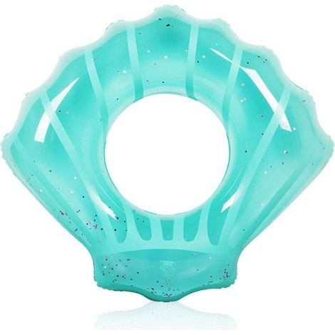 Anneau de natation gonflable en forme de coquillage avec paillettes, pour piscine, fête, enfant, vert – DELKEVIC (1/5)