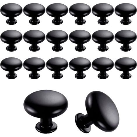 CCYKXA 20PCS Door Knobs Drawer Knobs 30mm Vintage Handles Furniture Cabinet Knobs for Kitchen Cupboards (Black) (1/5)