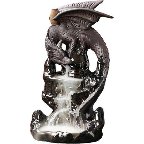 Brûleur d'encens cascade en céramique en forme de dragon, jeu décoratif, cône d'encens mélangé, décoration pour salle fumeurs (1/5)