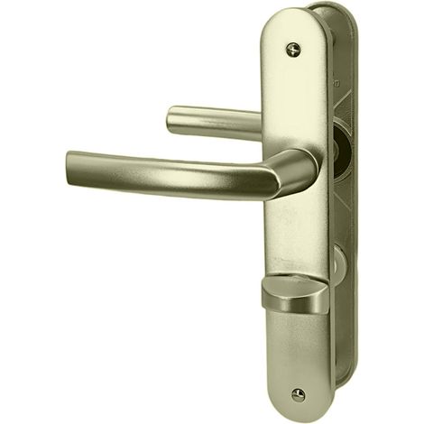 Paire de poignée porte toilette champagne aluminium à condamnation avec voyant 234 mm Bricard (1/5)