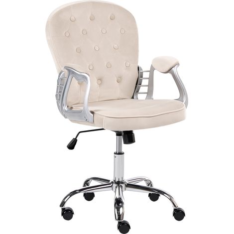 Silla de oficina de terciopelo giratoria ajustable con respaldo de capitoné gris pardo Princess
