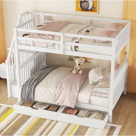 letto salvaspazio 140x200 con cassetti scala bianco OKMYHOME (1/5)