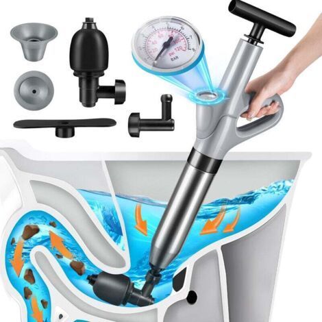 Professioneller Abflussreiniger – 120 PSI Druck – 4 austauschbare Aufsätze – Für Waschbecken, Toiletten und Badewannen – Langlebige Materialien (1/5)