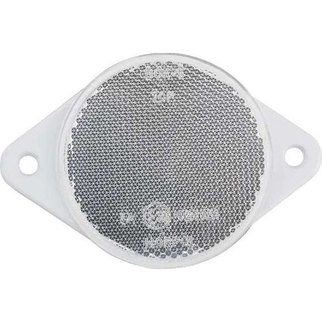 Catadioptre rond blanc 75mm avec base à visser réflecteur remorque tracteur voiture (1/2)