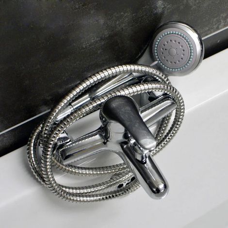 Chrome Single Lever Bath Shower Mixer Tap with Shower Head & Hose (1/5)