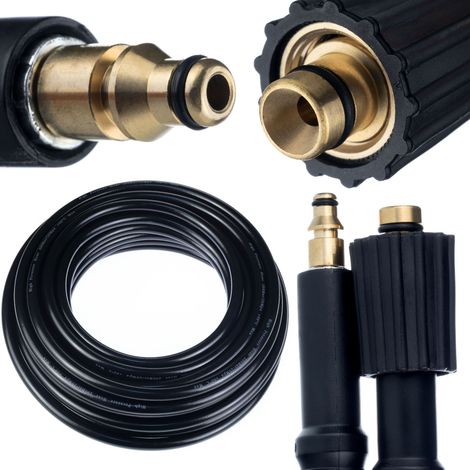 Tubo Alta Pressione 15m – Click Connect, Nylon, PVC  Max 200 Bar, 60°C  Compatibile con Idropulitrice Stihl, Nilfisk, Gerni
