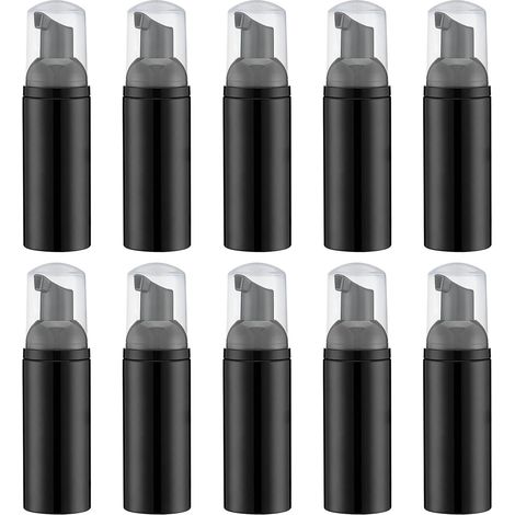 Botella de jabón espumoso, champú espumoso de viaje vacío para limpiador, dispensador (60 ml, 10 unidades, negro) (1/4)