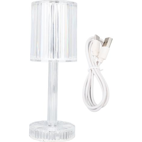 Ortviai Lampe de bureau cristal LED sans fil, rechargeable USB, tactile et changeante de couleur, acrylique, 245 x 85 mm (1/5)